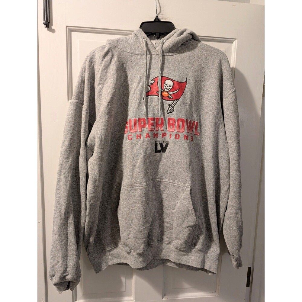 Tampa Bay Buccaneers Super Bowl LV Champions Hoodie Gray XL NFL Sweatshirt - Picture 10 of 10